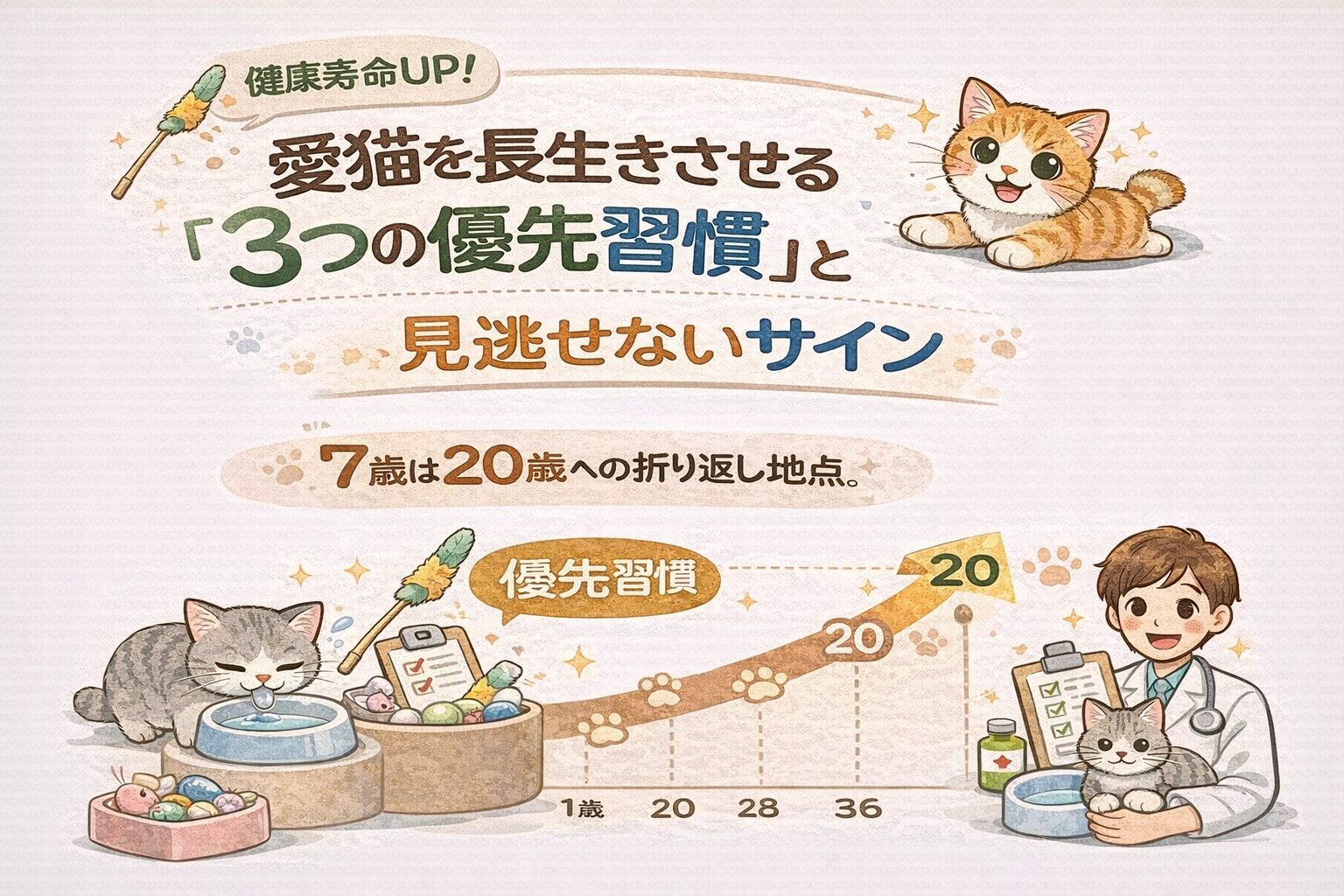 愛猫を長生きさせる「3つの優先習慣」と見逃せないサイン7歳は20歳への折り返し地点。