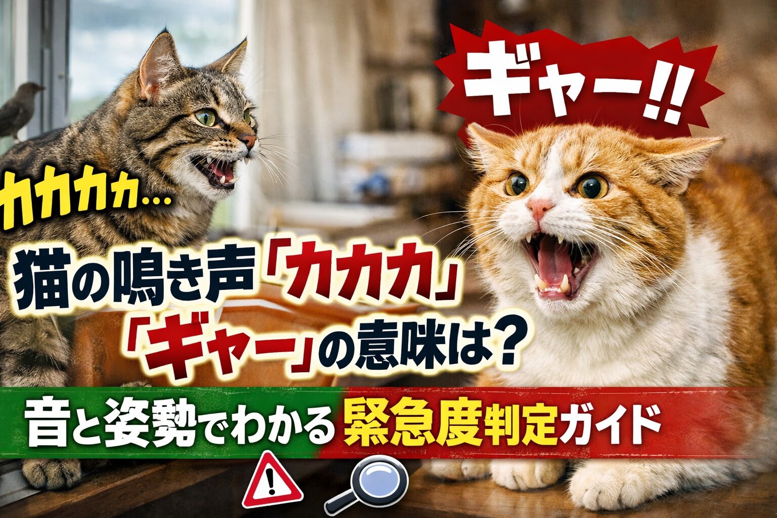 猫の鳴き声「カカカ」「ギャー」の意味は？音と姿勢でわかる緊急度判定ガイド