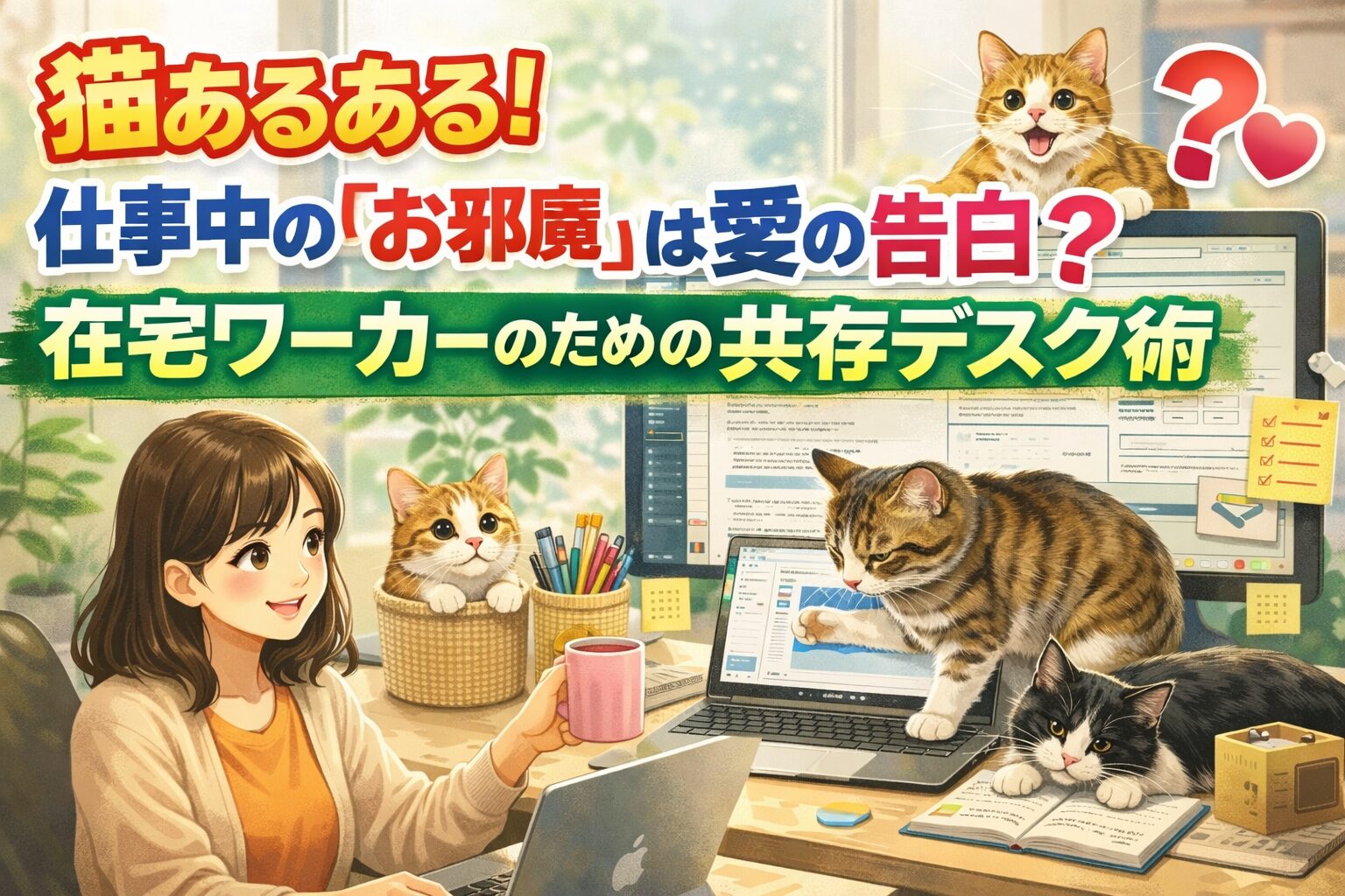 猫あるある！仕事中の「お邪魔」は愛の告白？在宅ワーカーのための共存デスク術