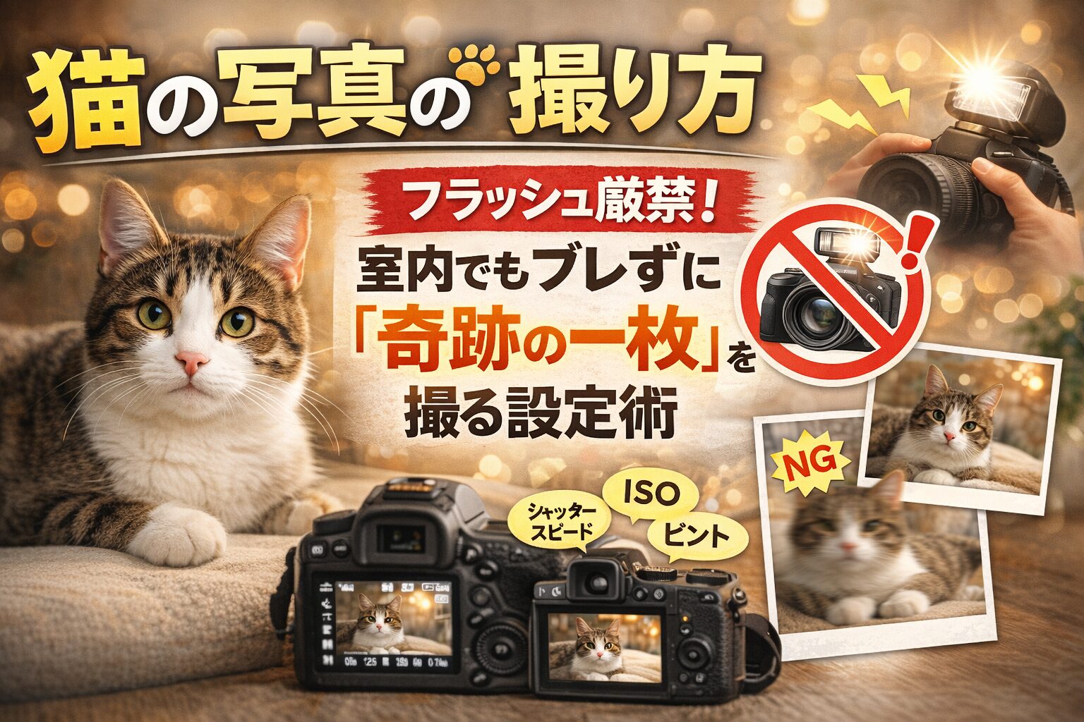 猫の写真の撮り方｜フラッシュ厳禁！室内でもブレずに「奇跡の一枚」を撮る設定術